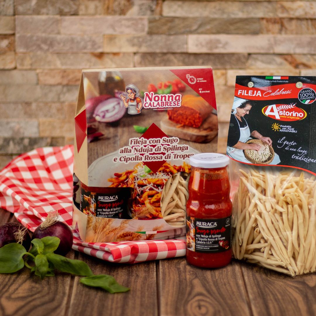 Box Fileja Calabrese con Sugo alla Nduja di Spilinga e Cipolla Rossa di Tropea I.G.P. - Nonna Calabrese.it