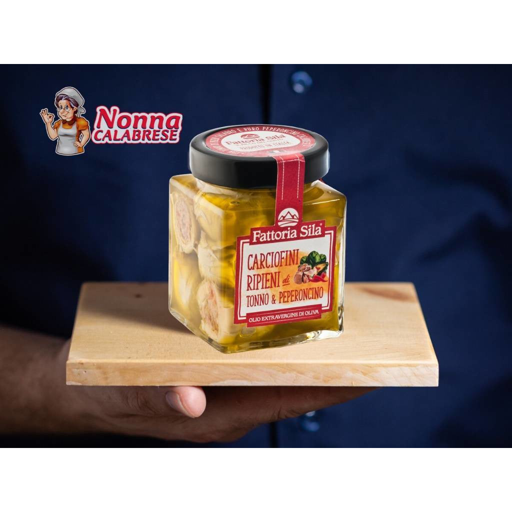 Carciofini Calabresi Ripieni con Tonno Di Pizzo Calabro e Peperoncino 280gr - Nonna Calabrese.it