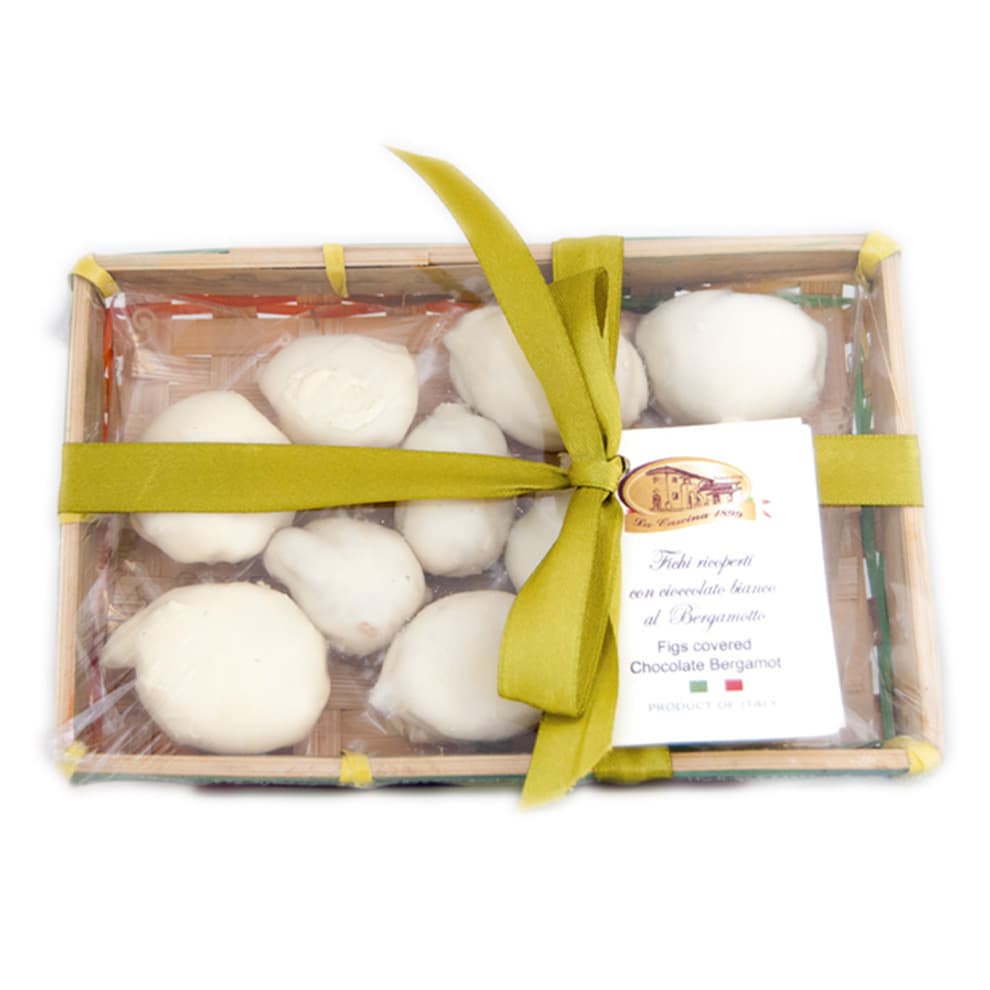 Fichi ripieni agrumi canditi ricoperti con cioccolato bianco