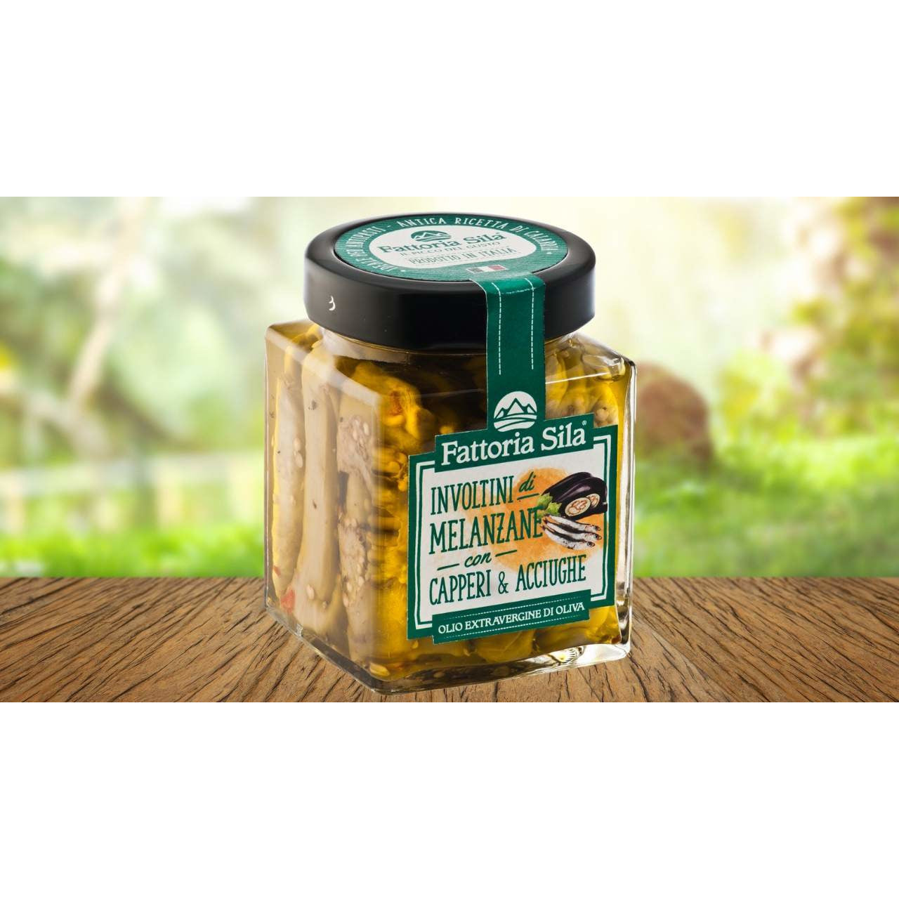 Involtini di Melanzane Con Capperi e Acciughe in Olio Extra Vergine 280gr - Nonna Calabrese.it