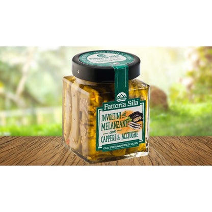 Involtini di Melanzane Con Capperi e Acciughe in Olio Extra Vergine 280gr - Nonna Calabrese.it