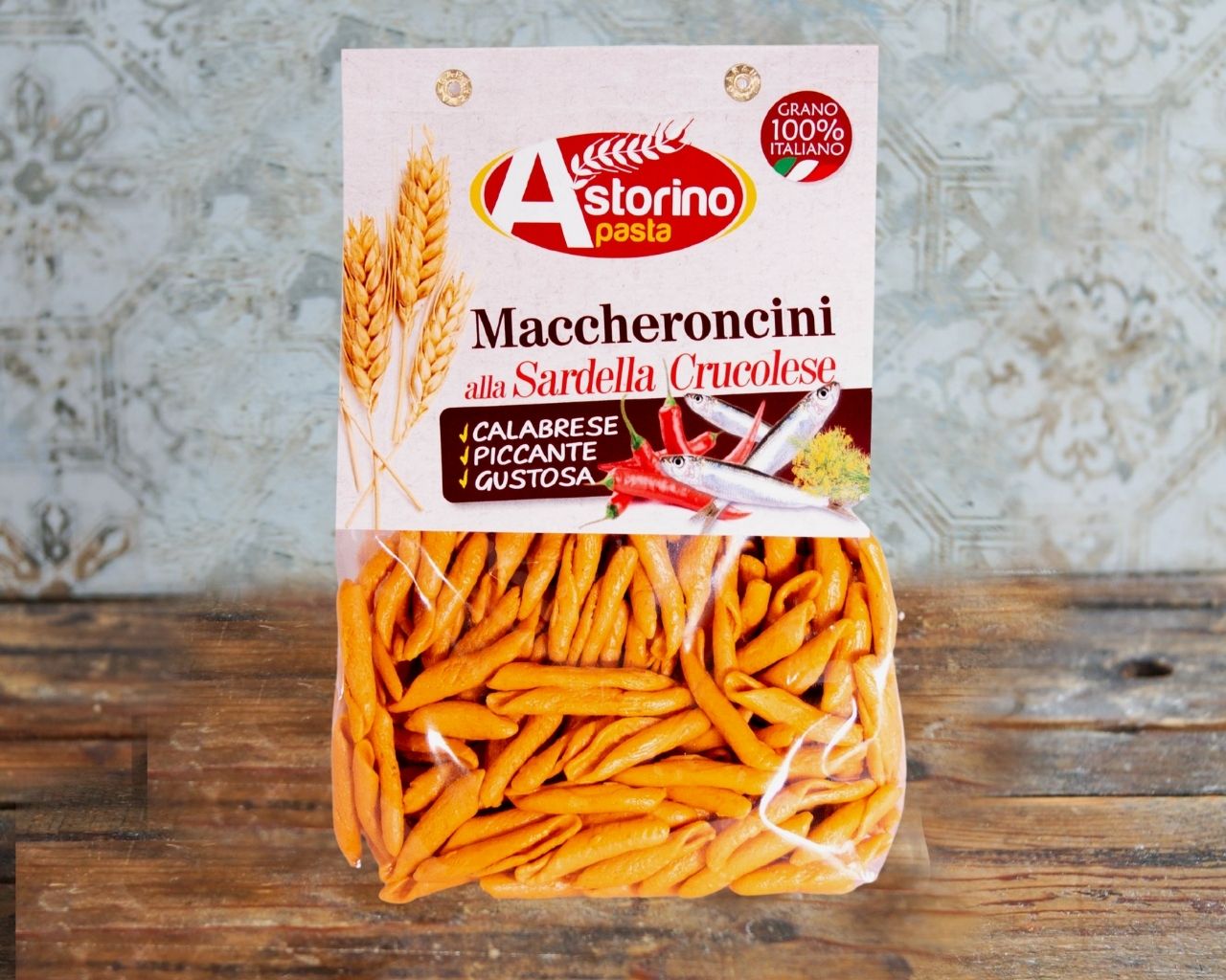 Maccheroncini Piccanti Alla Sardella Crucolese con Grano Italiano 500gr - Nonna Calabrese.it