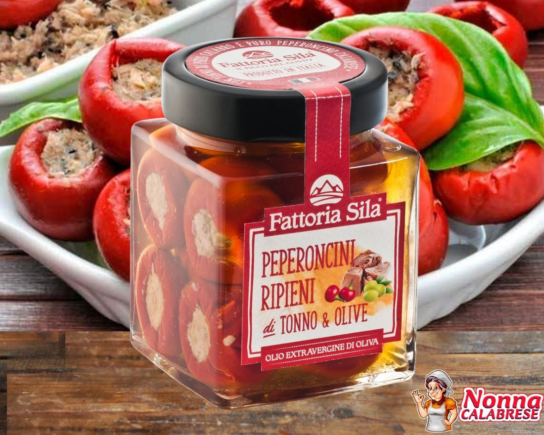 Peperoncini Calabresi Piccanti con Tonno Di Pizzo Calabro e Olive 280gr - Nonna Calabrese.it