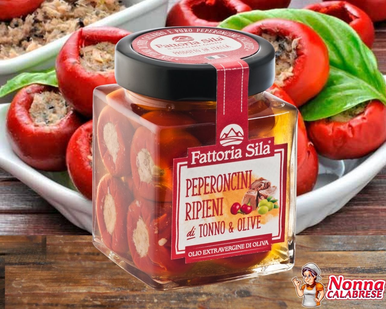 Peperoncini Calabresi Piccanti con Tonno Di Pizzo Calabro e Olive 280gr - Nonna Calabrese.it